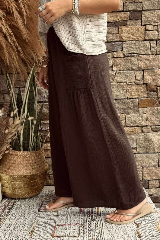 Pure Cotton Santos Quinn Culotte Pant Coffee Bean -